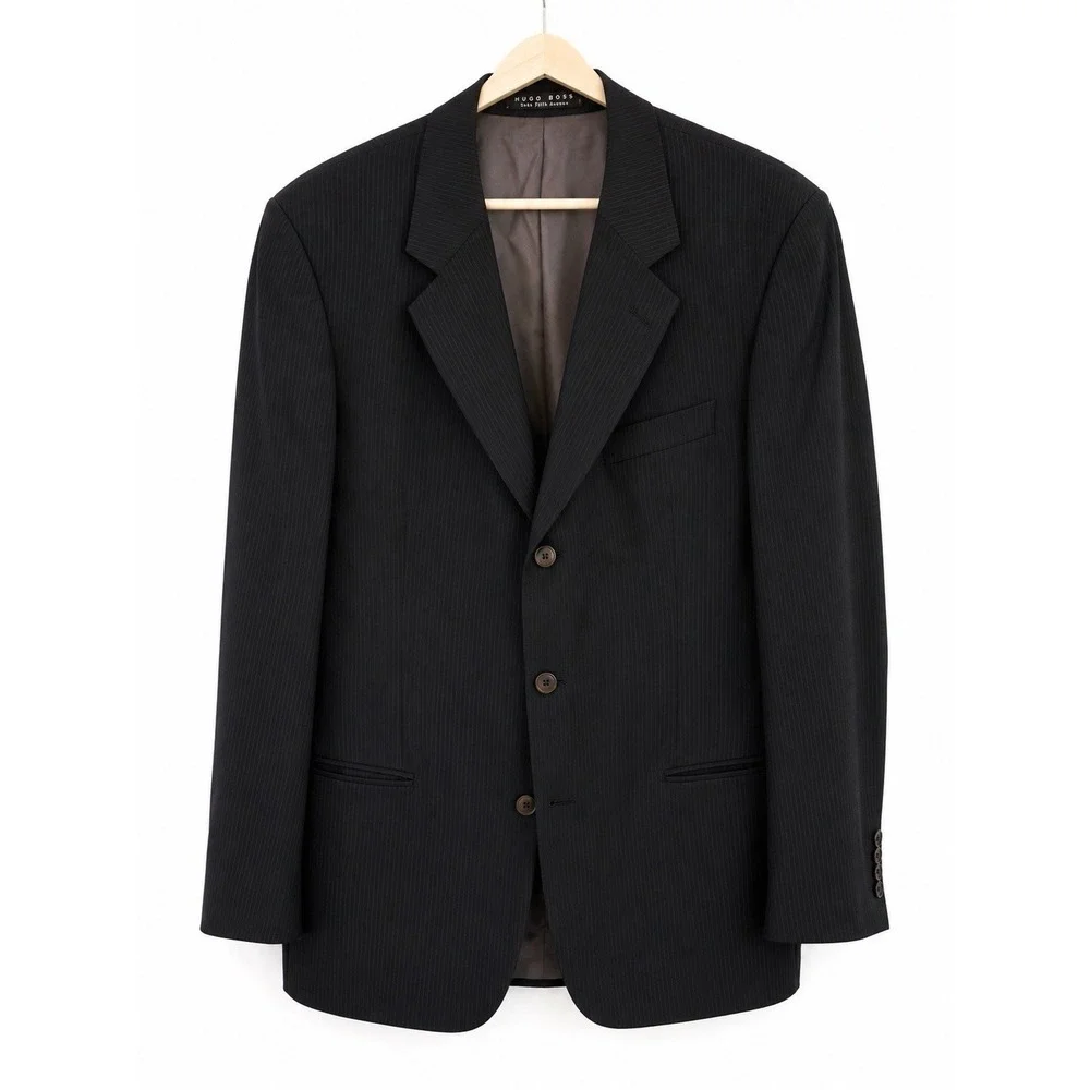 Hugo Boss Saks Fifth Avenue 100% Wool Pinstripe Blazer Sport Coat 42L